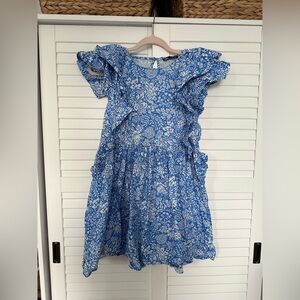 Blue Floral Ruffle Dress